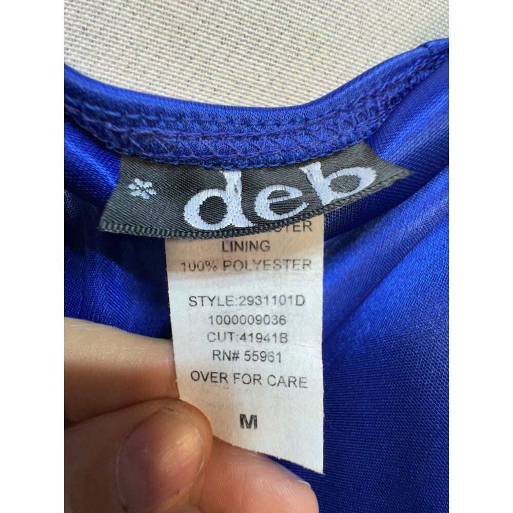 Deb Women's Elegant Mini Dress Sleeveless Size Medium Solid Blue Lightweight - Picture 3 of 12